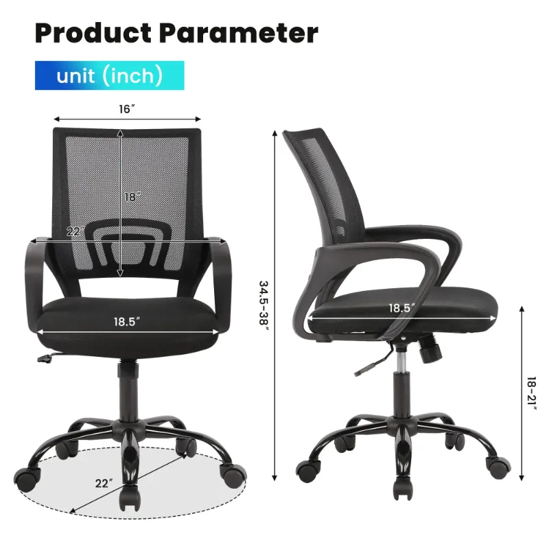 Photo 1 of **It is used, it is missing a part and it is not known if it works 100%.****ONPONY Ergonomic Office Chair, Lumbar Support, Adjustable Height with Armrests for Adults,Blac