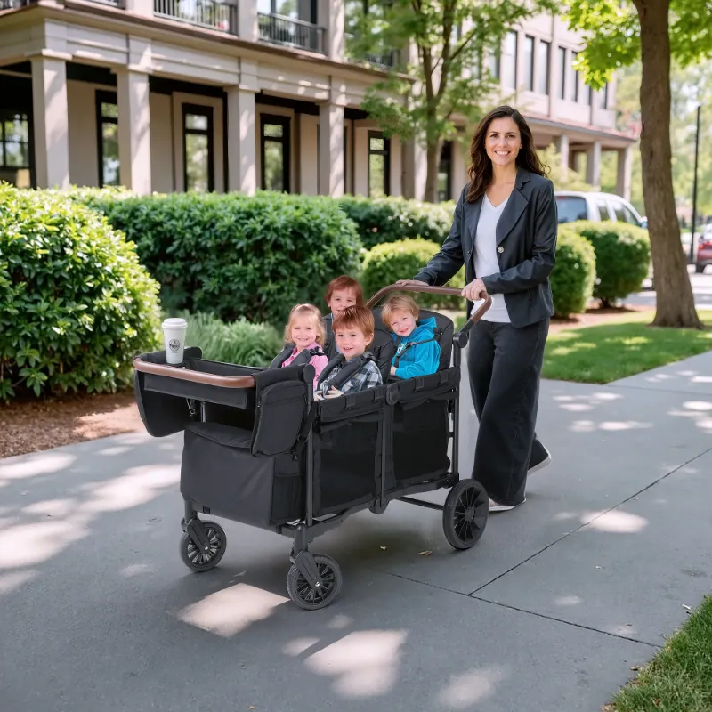 Photo 1 of ***It is used, it is missing a part and it is not known if it works 100%.***SACVON Toddler Stroller Wagon for 4 Kids with Cooler Bag,Parent Organizer,5-Point Harnesses,Black