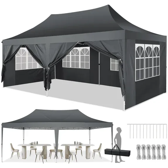 Photo 1 of ***ONLY THE FRAME/MISSING CANOPY****COBIZI 10x20 Pop-up Canopy Tent,Outdoor Events Canopy Tent with 6 Removable Sidewalls,for Backyard,Parties,Wedding,Gray