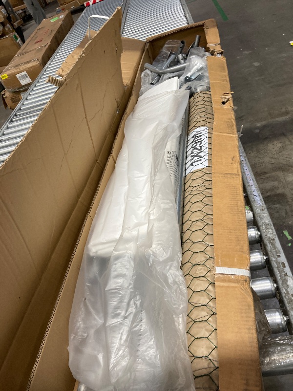 Photo 1 of ***It is used, it is missing a part and it is not known if it works 100%.**** Large Metal Chicken Coop, Walk-in Poultry Cage, Chicken House with Waterproof and Anti-Ultraviolet Cover for Outdoor Yard Farm Silver 9.8X6.5X6.5FT