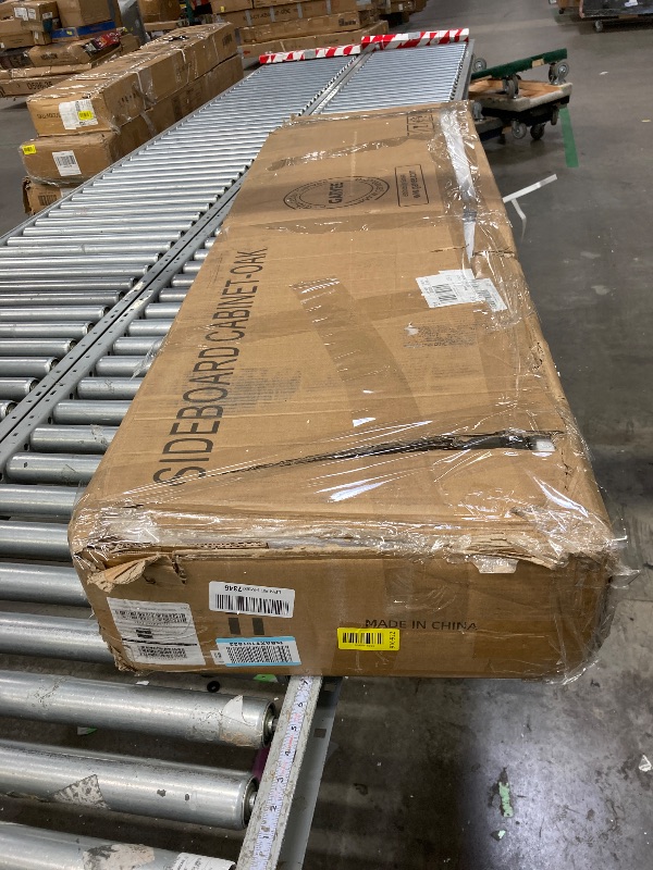 Photo 1 of ***It is used, it is missing a part and it is not known if it works 100%.****Buffet Sideboard,Kitchen Storage Cabinet with 4 Rattan Decorated Doors,Coffee Bar Cabinet with Adjustable Shelves for Living Room,Hallway,White