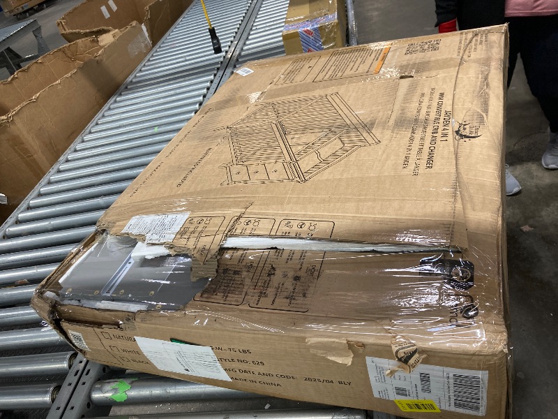 Photo 1 of ***IT IS USED, IT IS MISSING PARTS AND IT IS NOT KNOWN IF IT WORKS AT 100%****Dream On Me Jayden 4?in?1 Mini Convertible Baby Crib & Changer with Storage, Steel Grey, Pinewood, GreenGuard Gold & JPMA, 1” Mattress Pad, 3 Mattress Heights, Converts to Mini