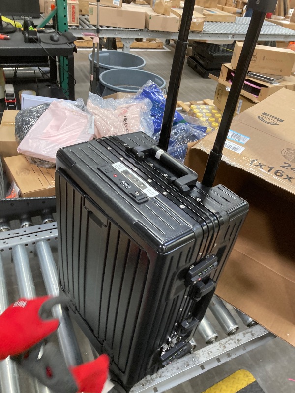 Photo 1 of *****is blocked****is blocked****VentureVault Carry On Luggage 20 Inch, Aluminum Frame Zipperless Luggage, ABS+PC Hard Shell Suitcases, Carry On with Compartment for Short Trips, Suitcase Carry-on TSA Approved (Black)