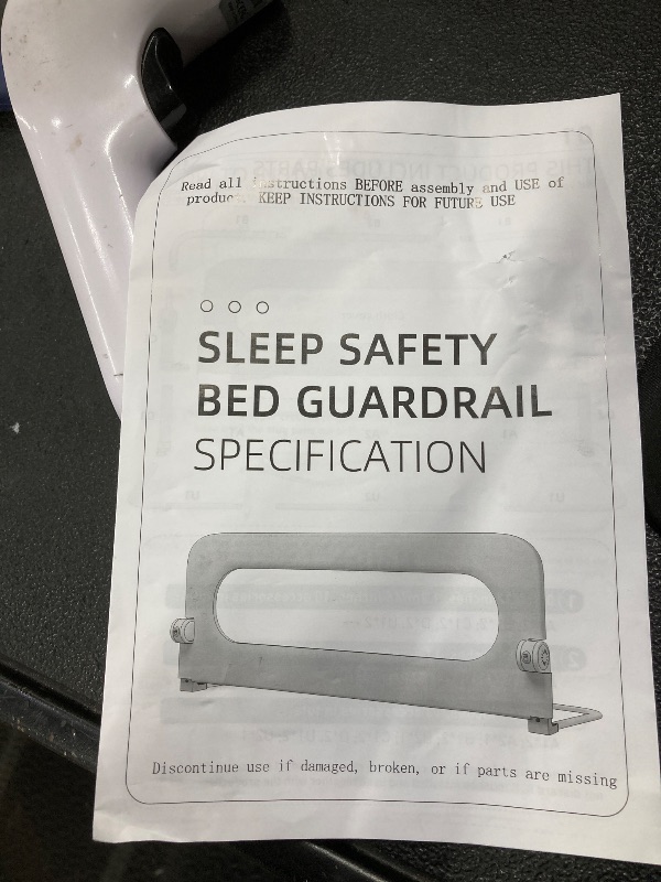 Photo 1 of **REFERENCE IMAGE**FigTime Bed Rail for Toddlers, Baby Bed Rail Guard for Kids, Toddler Bed Rails with Reinforced Anchor Fit, Height Adjustable & Foldable Bed Rail Guard for Twin, Full, Queen & King Beds (Grey, 32IN)