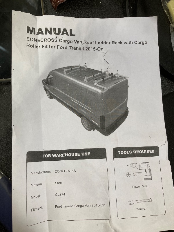 Photo 1 of **reference image**54" Cargo Van Roof Ladder Rack, Heavy Duty Steel Rack with 3 Crossbars, Fit for Ford Transit 2015–2024 Transit 150/250/350 Low/Mid/High Roof Cargo Vans, 820 lbs Load Capacity