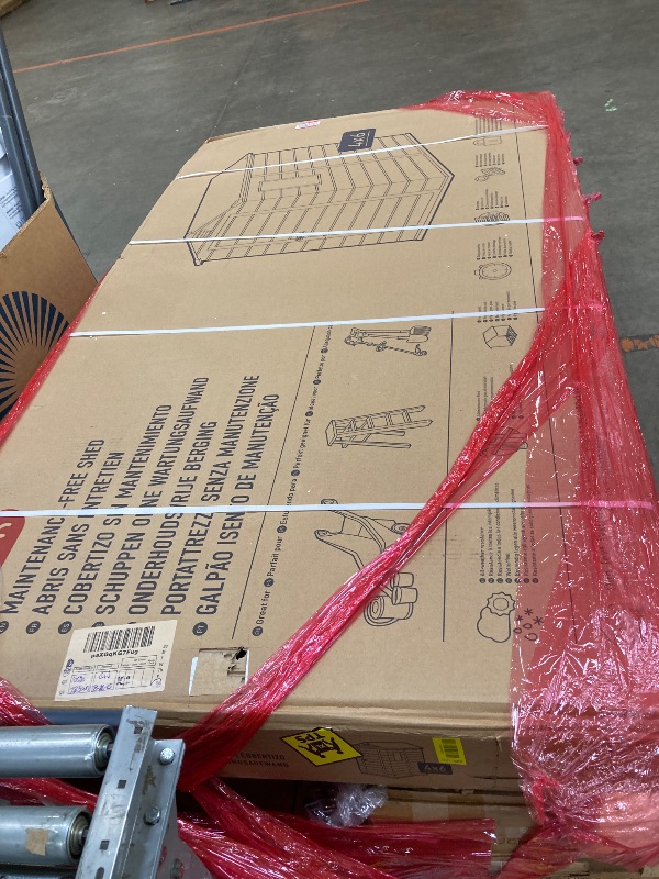 Photo 1 of ***Factory seal*******Factory seal****Keter Manor 4x6 Resin Outdoor Storage Shed Kit-Perfect to Store Patio Furniture, Garden Tools Bike Accessories, Beach Chairs and Lawn Mower, Grey & White