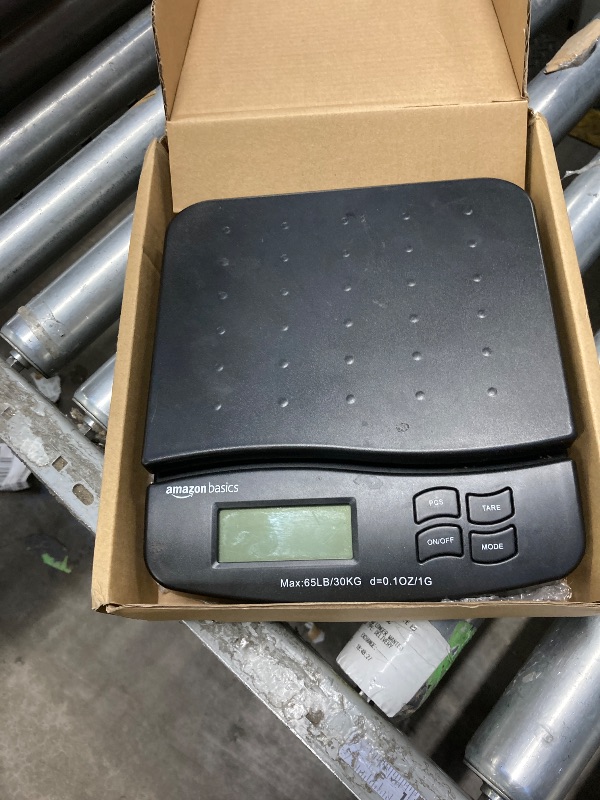 Photo 1 of ***It is used, it is missing a part and it is not known if it works 100% because it did not come with the connector.***Amazon Basics Digital Postal Scale, AC Adapter, 65 lb Capacity, 0.1 oz Readability, Black