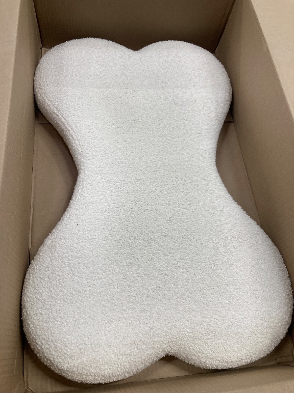 Photo 1 of ***(MISSING PARTS -SELLING AS IS)*** 
Pinmoco Ergonomic Cross Legged Swivel Chair, Adjustable Height and Teddy Fabric, Meditation& ADHD Chair with Back Support, Home and Office, Off White