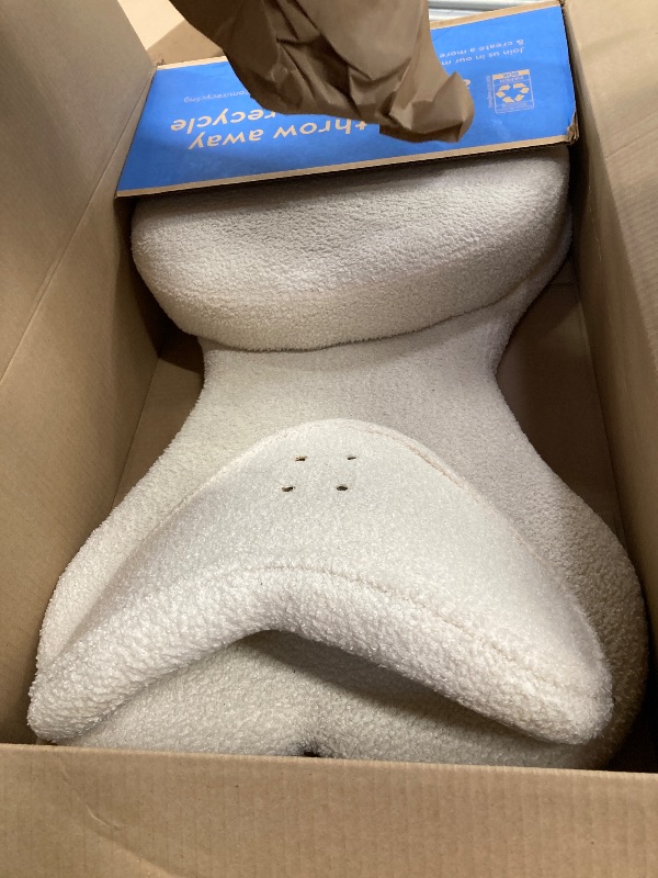 Photo 1 of ***(MISSING PARTS -SELLING AS IS)*** 
Pinmoco Ergonomic Cross Legged Swivel Chair, Adjustable Height and Teddy Fabric, Meditation& ADHD Chair with Back Support, Home and Office, Off White