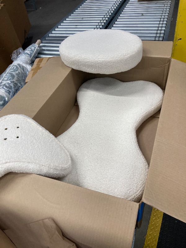 Photo 1 of ***(MISSING PARTS -SELLING AS IS)*** 
Pinmoco Ergonomic Cross Legged Swivel Chair, Adjustable Height and Teddy Fabric, Meditation& ADHD Chair with Back Support, Home and Office, Off White