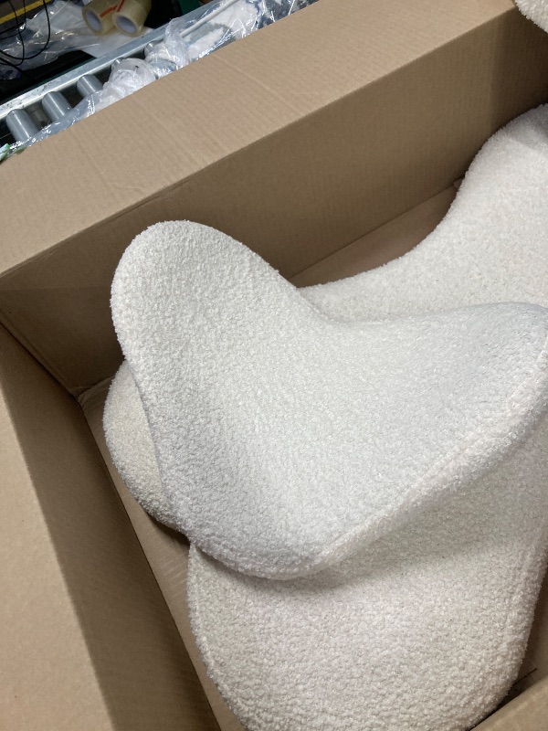 Photo 1 of ***(MISSING PARTS -SELLING AS IS)*** 
Pinmoco Ergonomic Cross Legged Swivel Chair, Adjustable Height and Teddy Fabric, Meditation& ADHD Chair with Back Support, Home and Office, Off White