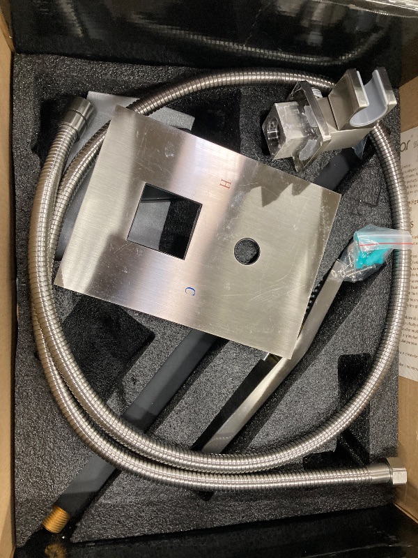 Photo 1 of **MISSING PARTS***Lordear Rain Shower System 12 Inch Shower Head Faucet Set Matte Black Stainless Steel Square Wall Mounted Rainfall Shower Head with Handheld, Solid Brass Valve Included