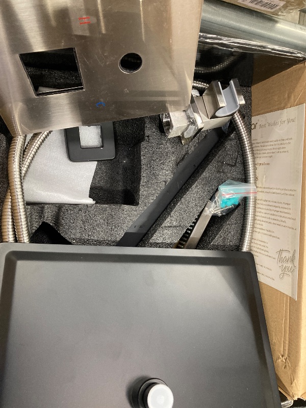 Photo 1 of **MISSING PARTS***Lordear Rain Shower System 12 Inch Shower Head Faucet Set Matte Black Stainless Steel Square Wall Mounted Rainfall Shower Head with Handheld, Solid Brass Valve Included