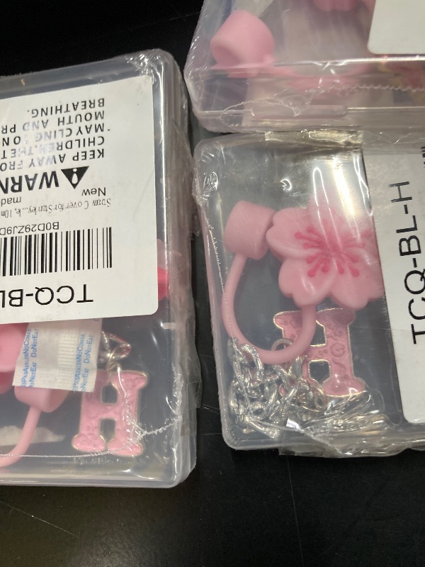 Photo 1 of ***4pakStraw Cover for Stanley Cup Accessories - Letter "A" and "H" Unique Crystal Letter Charms for Stanley Cups, Cute Flower & Cup Silicone Straws Topper Covers for 30 & 40 0z Tumbler with Handle, 10mm 0.4in Straw Lid Cap