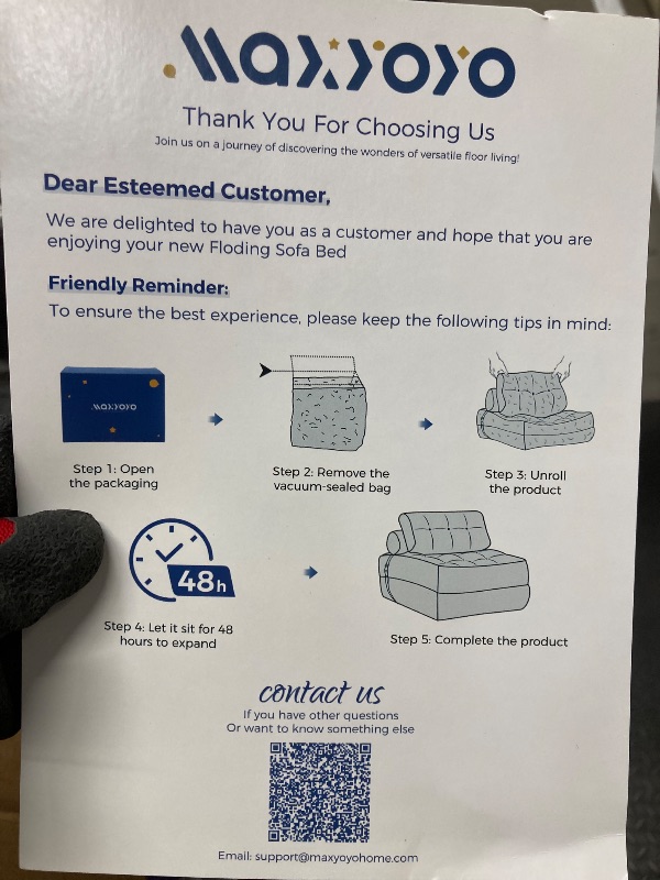 Photo 1 of *HEAVY* *FACTORY SEALED* MAXYOYO Folding Sofa Bed, Convertible Sleeper Chair with Pillow Foldable Matress with Back Support, Portable Fold Out Chair Bed Comfy Floor Sofa Lounge for Living Room Bedroom, Orange Double