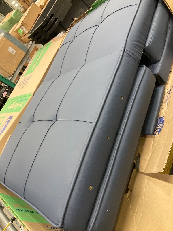 Photo 1 of *Heavy* Ktaxon Sleeper Sofa Bed Convertible Chair Faux Leather 3-in-1 Futon Sofa with Lumbar Pillow for Living Room Bedroom Office Apartment Furniture Blue