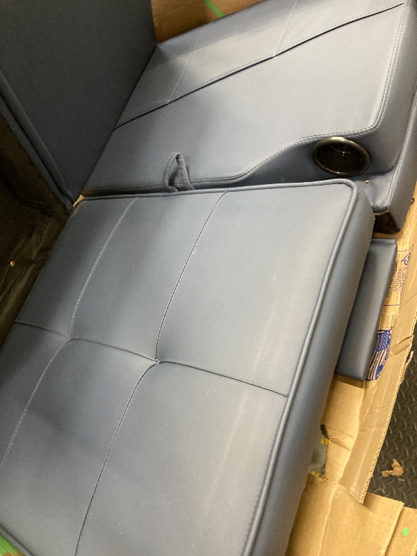 Photo 1 of *Heavy* Ktaxon Sleeper Sofa Bed Convertible Chair Faux Leather 3-in-1 Futon Sofa with Lumbar Pillow for Living Room Bedroom Office Apartment Furniture Blue