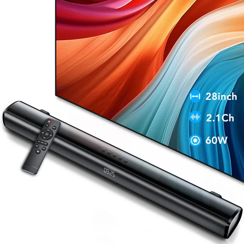 Photo 1 of *Plug is Broken* Sound Bar for TV, 60W Soundbar TV Speakers, 2.1 ch Home Theater with Subwoofer Boost, 3 Equalizer Modes, Soundbar for TV/PC/Gaming/Projectors, Bluetooth, OPT, COX, USB & AUX Wall Mountable

