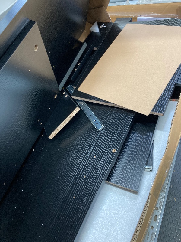 Photo 1 of *Pieces chipped* *HEAVY* Ktaxon Wood Computer Desk Office Black Laptop PC Work Table Home Drawer & Keyboard Tray