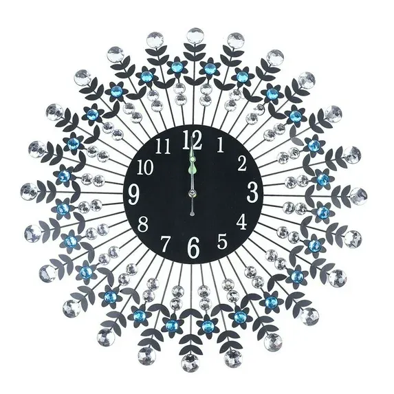 Photo 1 of *Clock hands bent* 23.6'' Large Modern 3D Crystal Round Wall Clock Luxury Home Decor Glow In Night