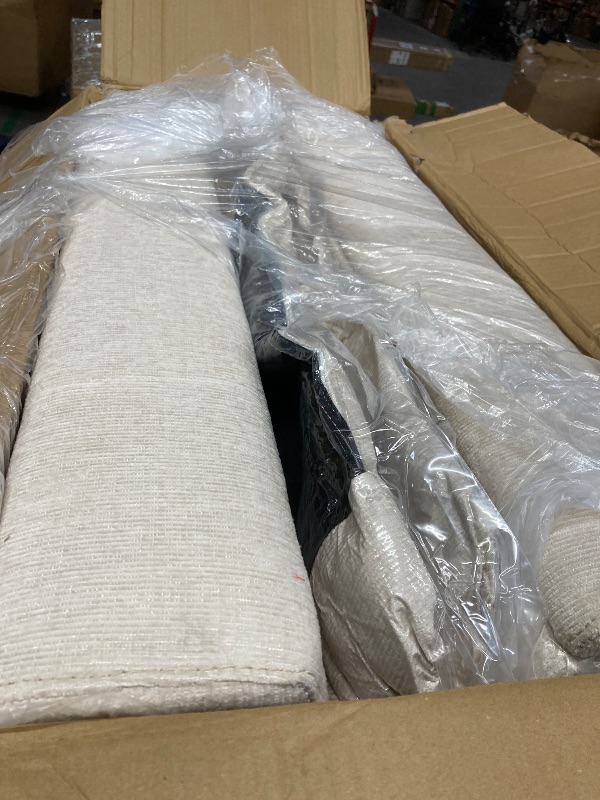 Photo 1 of ***PARTIAL SET**Merax 96" Chenille Sectional Sofa with Bluetooth Speaker & Cup Holders, 3 Seat Cloud Couch Set with USB Charger & Drop Down Table, Living Room Small Couches W/Storage for Apartment Office, Beige