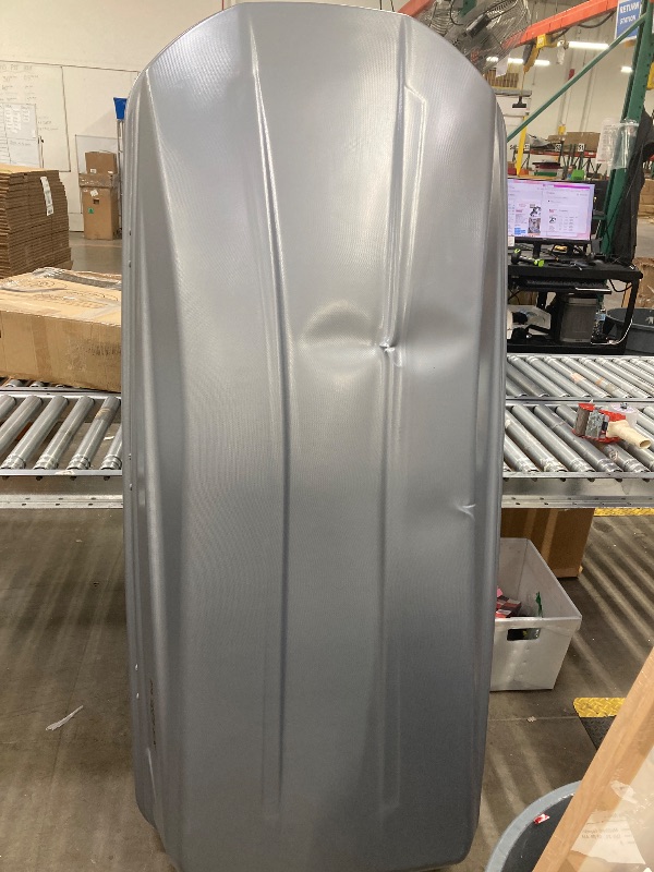 Photo 1 of **HAS COUPLE DENTS-SEE PICS**Perflex Exclusive Rooftop Cargo Box Carrier Large 17.7 Cubic Feet Car Top Mount Travel Luggage Storage, Dual Side Opening, 130 Lbs Weight Capacity, Extra Keys, Straps (Silver)