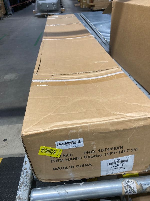 Photo 1 of ***reference Iimagen** ***ONLY THE THIRD BOX OF FIVE BOXES
YOLENY 12' x 14' Gazebo, Hardtop Gazebo with Aluminum Frame, Double Galvanized Steel Roof, Curtains and Netting Included, Metal Gazebos Pergolas for Patios, Garden, Parties, Lawns