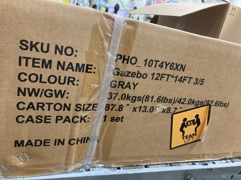 Photo 1 of ***reference Iimagen** ***ONLY THE THIRD BOX OF FIVE BOXES
YOLENY 12' x 14' Gazebo, Hardtop Gazebo with Aluminum Frame, Double Galvanized Steel Roof, Curtains and Netting Included, Metal Gazebos Pergolas for Patios, Garden, Parties, Lawns