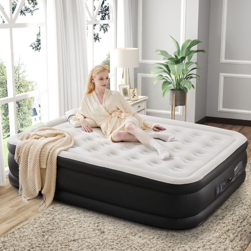 Photo 1 of *Sticky* CONCETTA Queen Size 22" Air Mattress, Inflatable Bed with Built-in Pump, Quick Setup & Comfortable Support for Home and Travel
