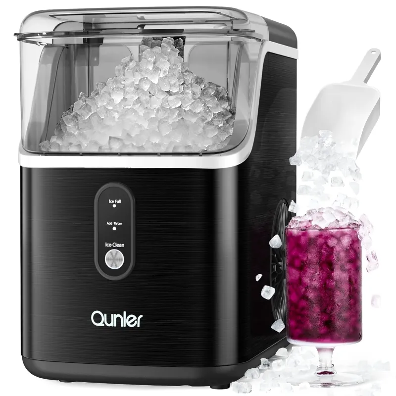 Photo 1 of *Dirty* Qunler Nugget Ice Maker Countertops, 33lbs Per Day Portable Pebble ice machine, Crushed Sonic ice maker with Soft Chewable Ice for Home, Party, RV, Camping, Stainless Steel Black