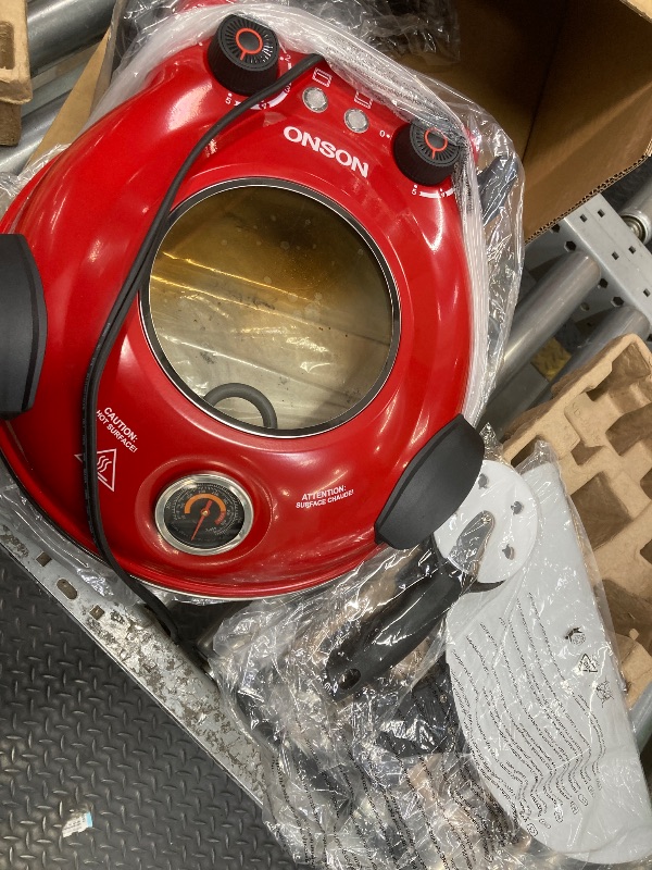 Photo 1 of *Dirty* ONSON 12-Inch Pizza Maker with Ceramic Stone, Heats up to 800°F, Countertop Pizza Oven for Home, Red