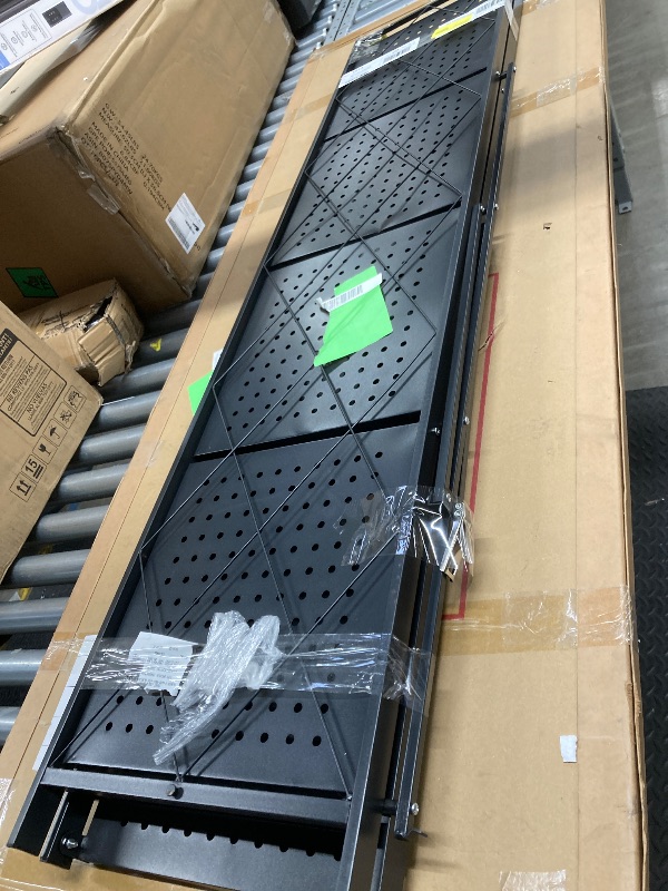 Photo 1 of *Two Wheels gone/Broken* COOKCOK 5-Tier Storage Shelving Unit, Metal Shelf 27.9"x13.4"x62.5, Foldable Storage Shelf with Wheels, Garage Shelf, Metal Storage Rack, Kitchen Shelf with 4 Hooks, No Assemble Require