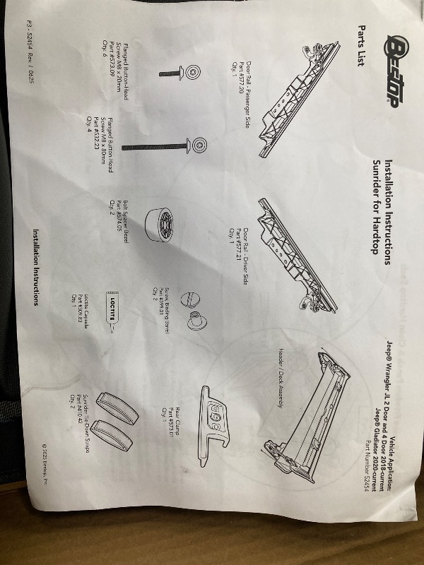 Photo 1 of ***MISSING PARTS/NO DOOR RAILS**Bestop Sunrider for Hardtop - Jeep '20-Current Gladiator / '18-Current Wrangler JL (Black Diamond) Manufacturer Part Number ?5245435