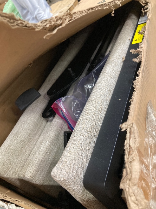 Photo 1 of FULL Size Lift Up Storage Bed, Modern Wingback Headboard, Hydraulic Support, No Box Spring Needed, Light Beige