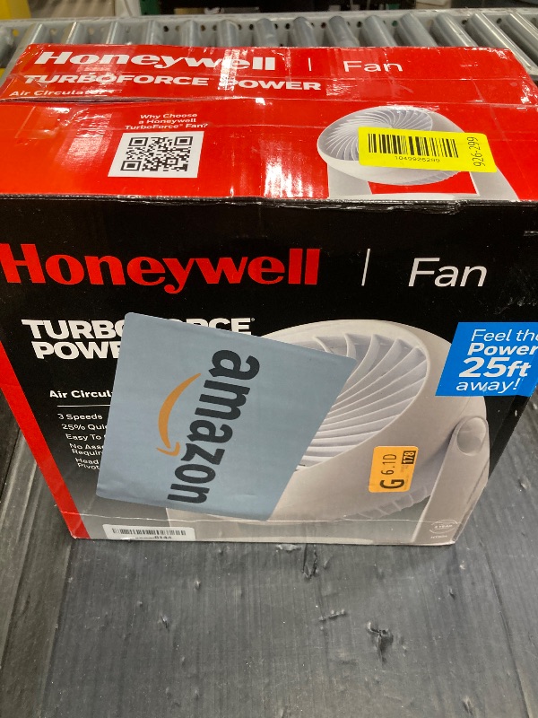 Photo 1 of ***FACTORY SEAL***
Honeywell TurboForce Air Circulator, Small Tabletop Fan, Quiet Personal Fan for Home or Office, 3 Speeds, 90 Degree Pivoting Head, White, HT-904