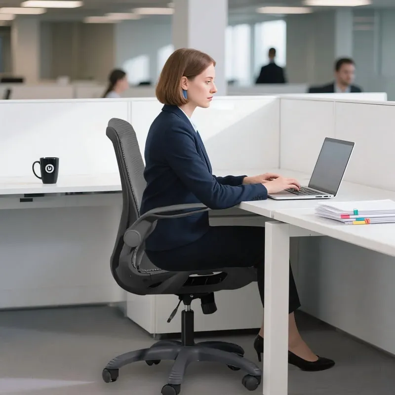 Photo 1 of **MISSING HARDWARE AND ONE ARMREST***Beuway Ergonomic Office Chair,Mesh Computer Chair with Adjustable Armrest & Backrest & Height(Black)**USED**