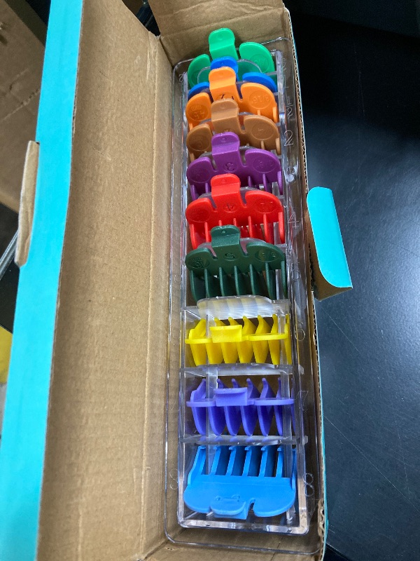 Photo 1 of 10 Professional Hair Clipper Guards Cutting Guides Compatible with Most Wahl Clippers with Organizer, Color Coded Clipper Combs Replacement - 1/16" to 1"