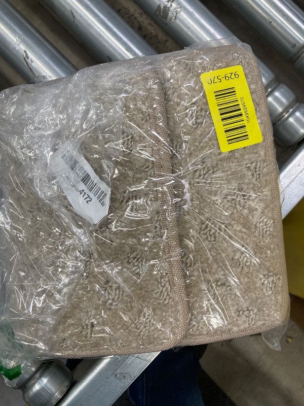 Photo 1 of ***2 PIECES ONLY***PURE ERA Carpet Stair Treads Tape Free Non-Slip Indoor Stair Carpet Stair Protectors Pet-Friendly Non-Slip Skid Resistant Washable Reusable 8" x 30"(2 Pieces, Cream Gray Mini-Diamond Trellis)