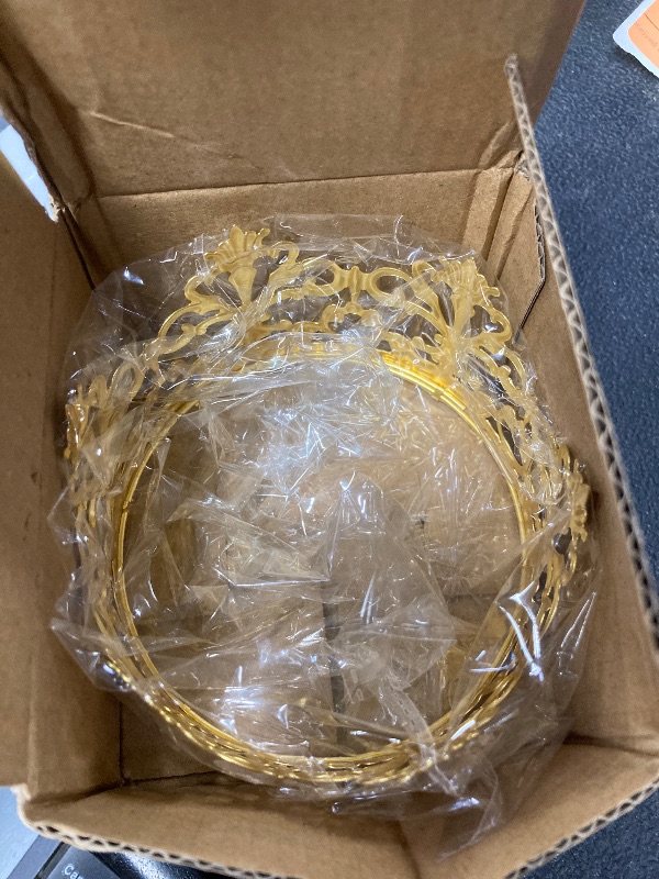 Photo 1 of (Matted Golden) Vintage Crown Cake Topper Royal-Themed Baby Shower Decorations Princess And Prince Headpiece 3.9 x 2.3 inch