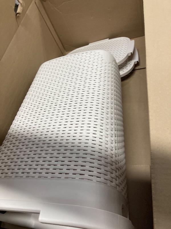 Photo 1 of **MISSING ONE HAMPER***Mind Reader Slim Laundry Hamper with Lid, 60L Clothes Baskets, Premium Wicker Design, Plastic, 2-Pack, Ivory