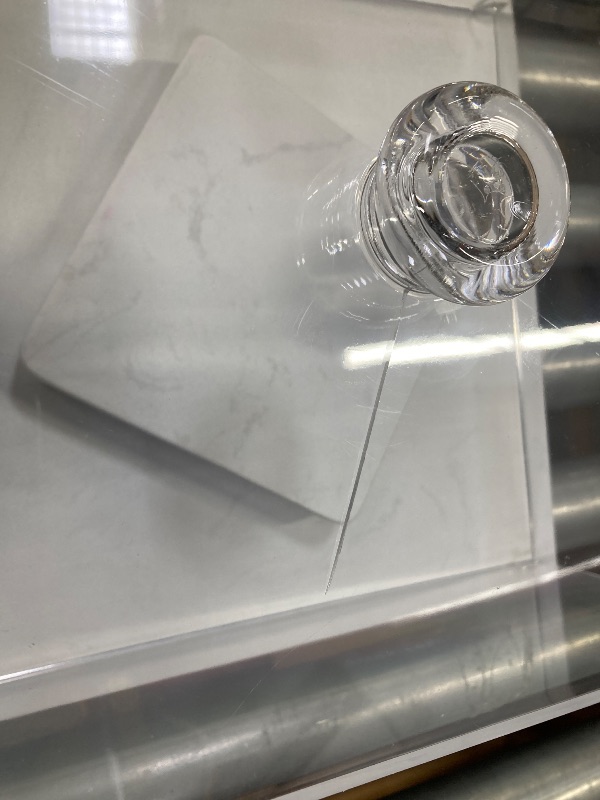 Photo 1 of **LID IS CHIPPED ON 2 CORNERS AND CRACK ON TOP-SEE PICS**Square Cake Stand with Lid?360° Rotatable Marble Cake Plate with Acrylic Dome?Stone Dessert Display Stand with Lid Cover for Cheese?Pie?Chips & Dips?Turnable Lazy Susan Serving Platter Spinner