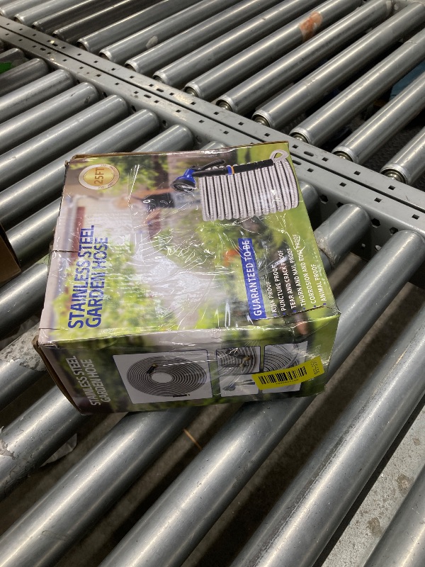 Photo 1 of **USED MISSING PARTS**Garden Hose 25ft, Stainless Steel Metal Water Hose with 10 Function Nozzle, Lightweight Hose, No Kink, Leak-proof, Puncture Resistant for Yard, Outdoor, RV