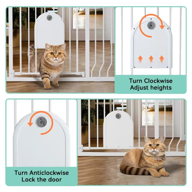 Photo 1 of ***MISSING PARTS***29.5-48.4" Wide Pet Gate with Cat Door, Pressure Mount, Safety Gate Gift,White