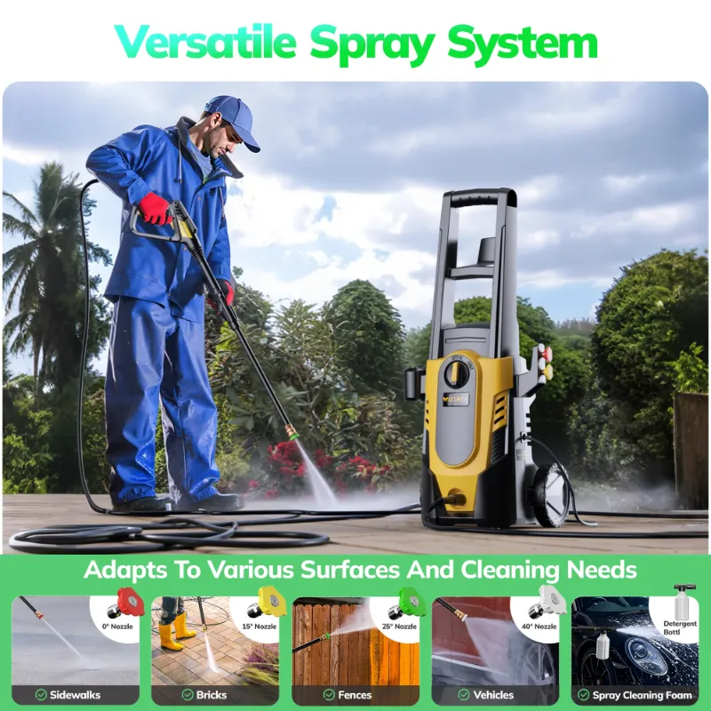 Photo 1 of ***IT IS USED, IT IS MISSING PARTS AND IT IS NOT KNOWN IF IT WORKS AT 100%**ECUKTY Electric Pressure Washer,3700 PSI Max 2.5 GPM Power Washer with 35FT Cord,20FT Hose,4 Quick Nozzles,Foam Cannon for Car Garden Patio