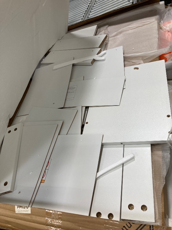 Photo 1 of ****It is used, it is missing several pieces and it is not clear if it is 100% functional.***Ktaxon Large Makeup Vanity, Vanity Table Set w/ Visible Glass Top w/ Charging Station, White
