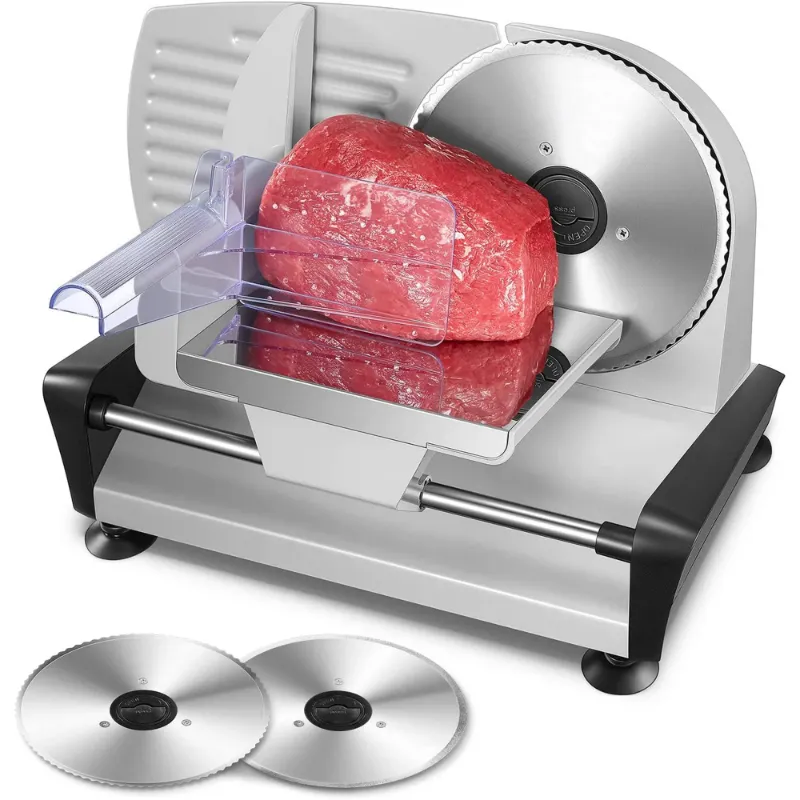 Photo 1 of **This unit is missing parts and it is not known if it works at 100%***Meat Slicer, 200W Electric Food Slicer for Home Use, Meat Slicer with Two 7.5" Sharp Stainless Steel Blade(Serrated + Smooth) & 0-15mm Precise Thickness Cut Deli Food, Si