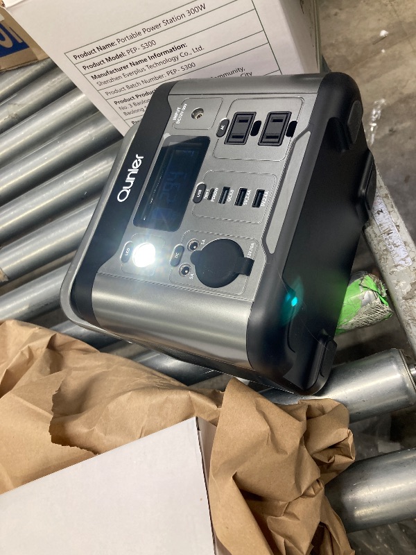 Photo 1 of **This unit is missing parts and it is not known if it works at 100%***Qunler Portable Power Station 300W, 296Wh 80000mAh Lithium Battery Power Solar Generator with 60W USB-C PD Output, 120V AC Outlet for Outdoors Camping Travel Hunting Home Blackout No S
