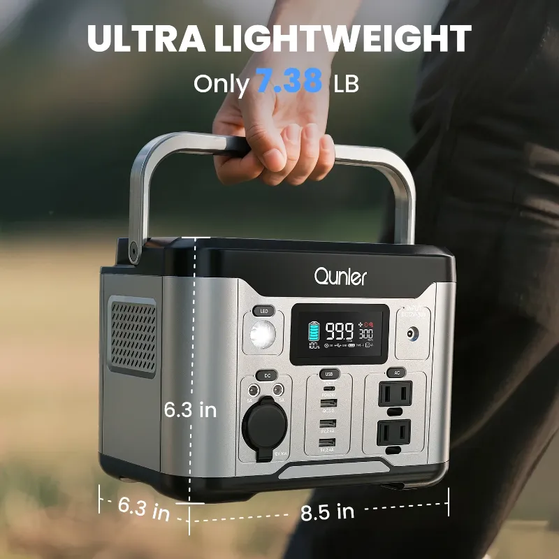 Photo 1 of **This unit is missing parts and it is not known if it works at 100%***Qunler Portable Power Station 300W, 296Wh 80000mAh Lithium Battery Power Solar Generator with 60W USB-C PD Output, 120V AC Outlet for Outdoors Camping Travel Hunting Home Blackout No S