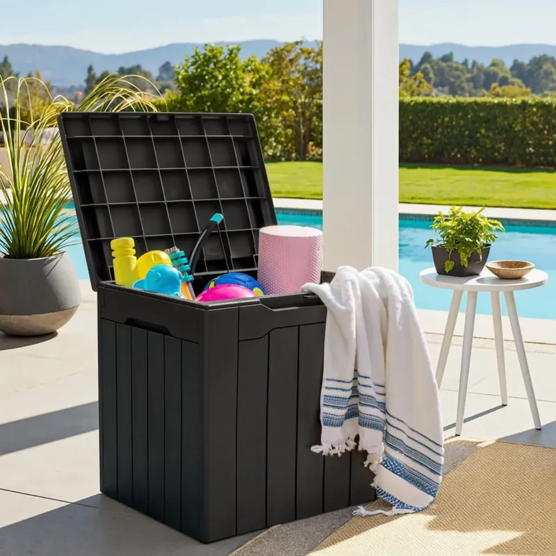 Photo 1 of **This unit is missing parts and it is not known if it works at 100%9***Homall 31 Gallon Outdoor Deck Box In Resin with Seat, Black