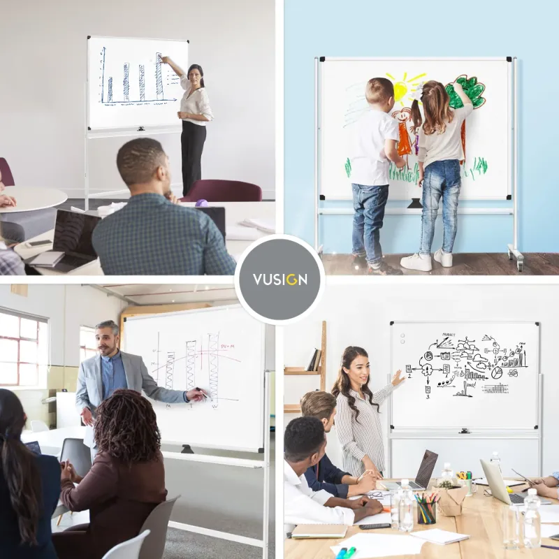 Photo 1 of ****It is used, it is missing parts and it is not known if it is 100% functional and it has a small dent in a corner.***VUSIGN 48''x36'' Large Rolling Mobile Magnetic Double-Sided Reversible Whiteboard Height Adjust, Magnetic Dry Erase Board Easel